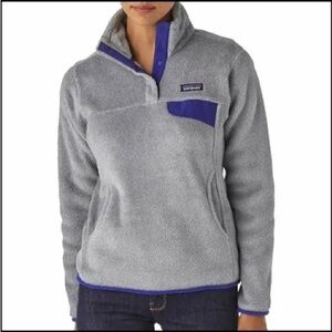 Patagonia Women's Gray and Blue ReTool Snap T pullover